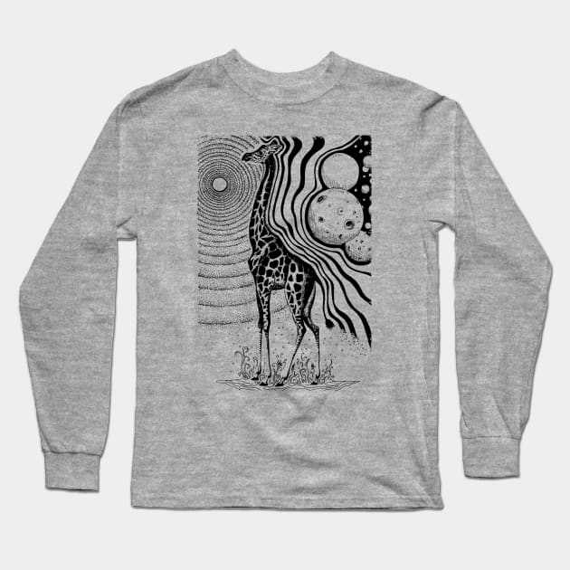 Psychedelic giraffe Long Sleeve T-Shirt by The Purple Owl Cult